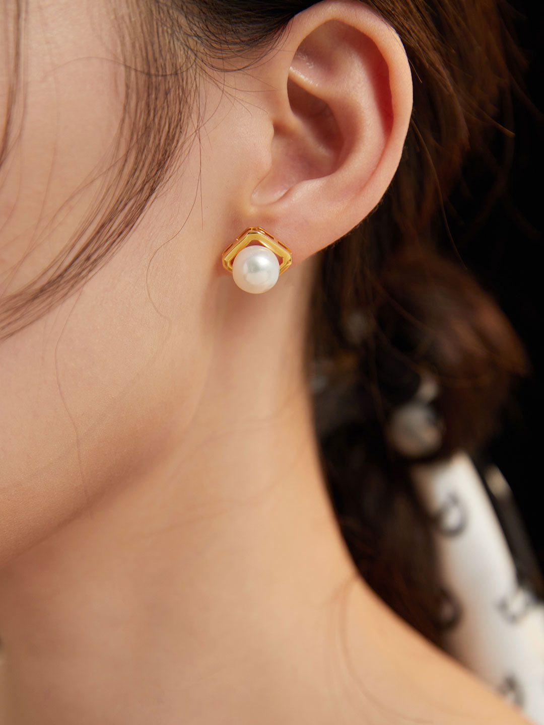 Modern Elegance Geometric Pearl Studs